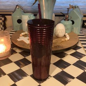 STARBUCKS FLAT STUDDED TUMBLER PLUM RED NEW